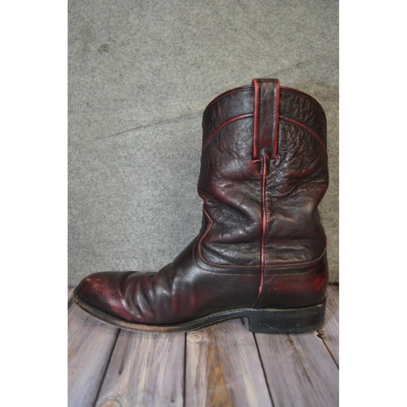 Cody James Black Boots Mens 10.5 cherry black Leather Western Pull On Round Toe - Picture 6 of 12